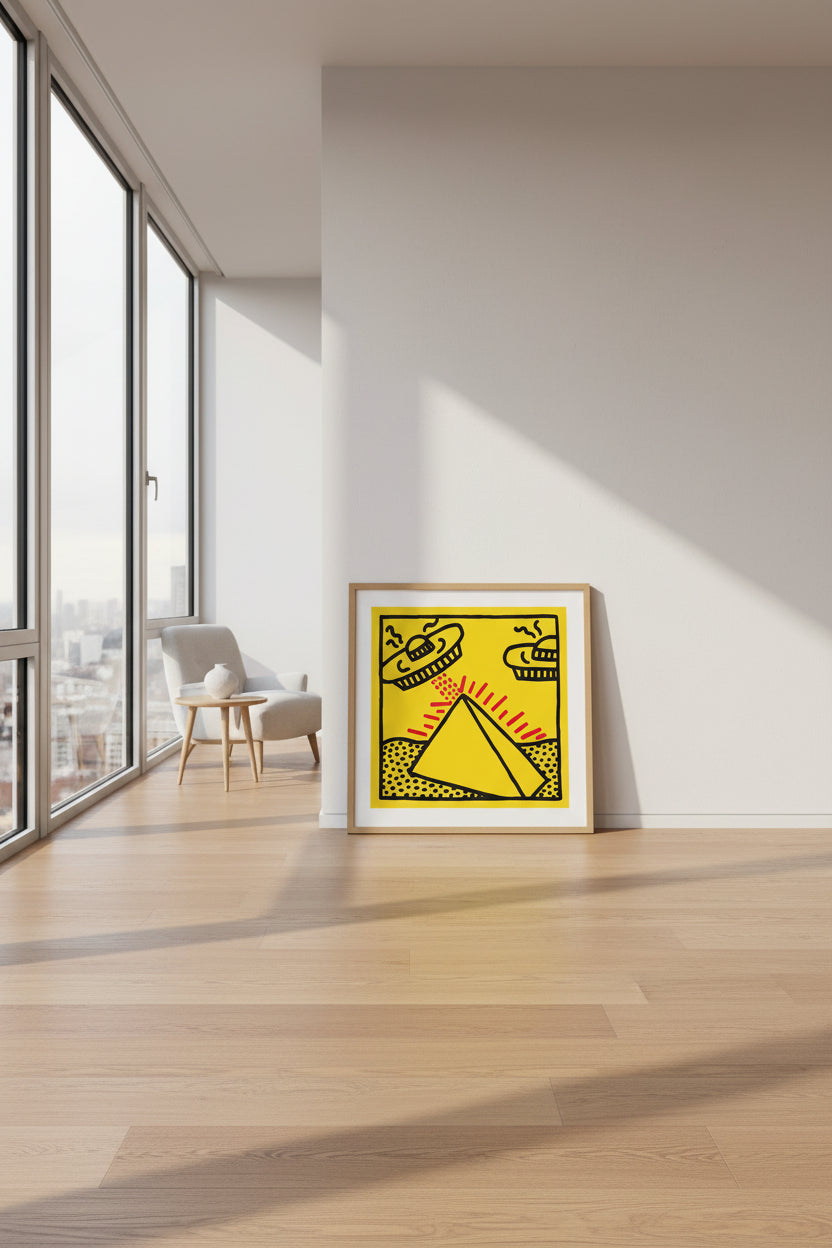Keith Haring (1958-1990), Untitled, 1984, (pyramid with UFOs), copyright Keith Haring Foundation, Licensed by Artestar New York