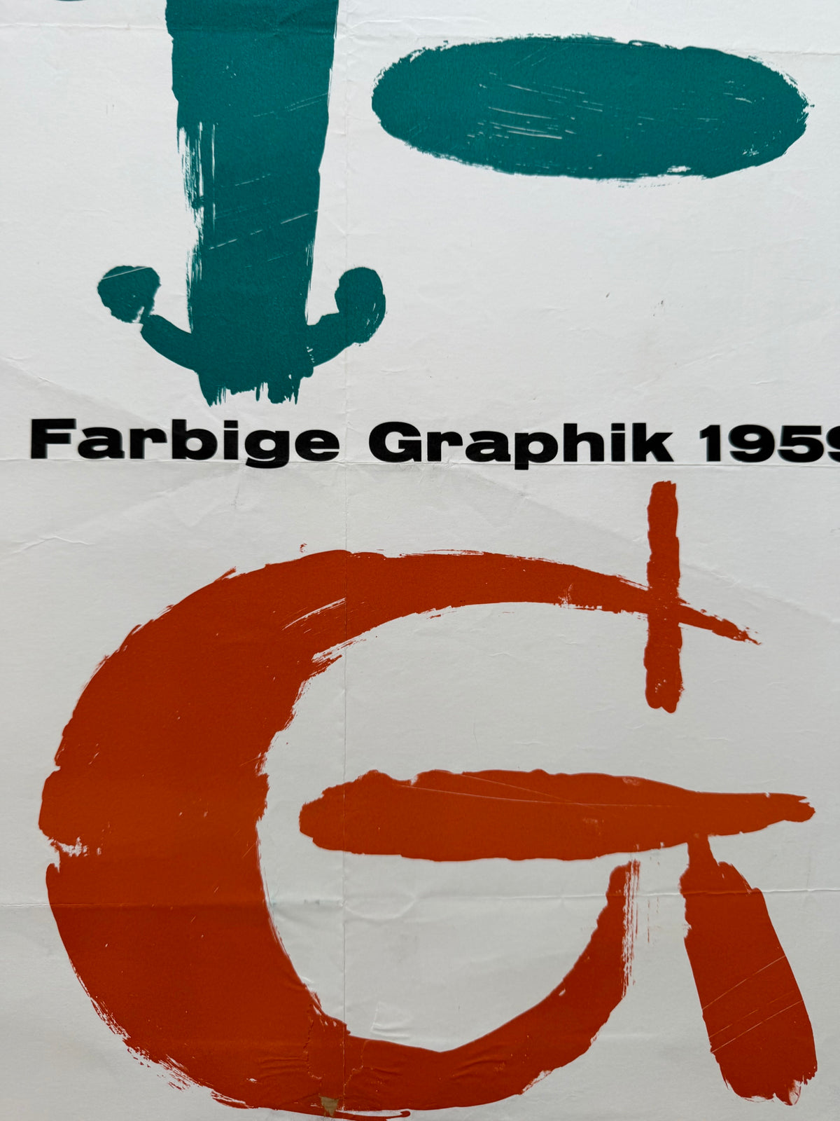 Kestner-Gesellschaft Hannover, Farbige Graphik 1959 exhibition poster: close-up of the letters with the words "Farbige Graphik 1959".