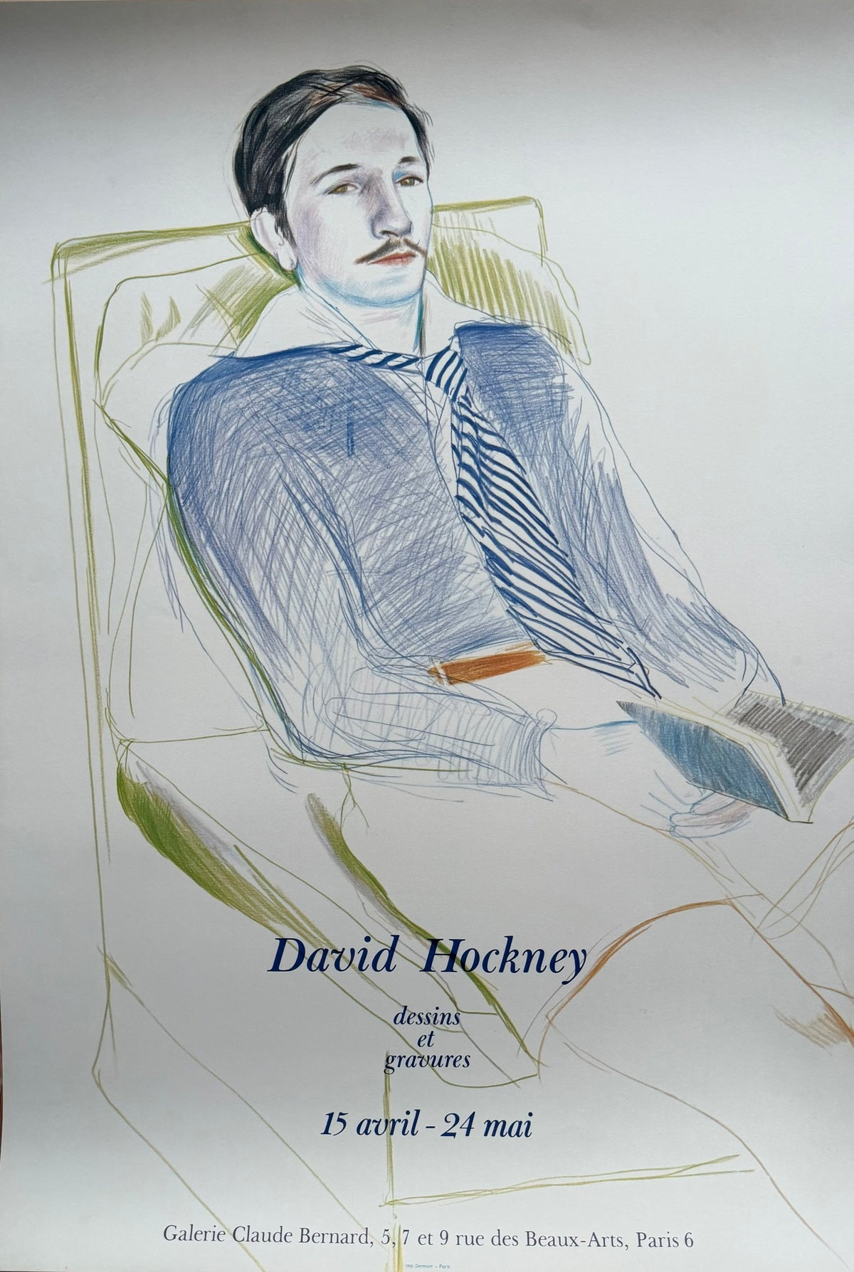 David Hockney (1937-2026), Dessins et Gravures, Galerie Claude Bernard, Paris, 1975, Exhibition Poster