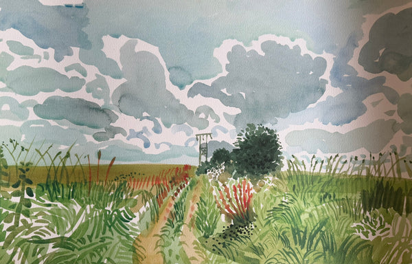 David Hockney (1937-2026),  "Cart Track and Pylon, East Yorkshire", copyright David Hockney