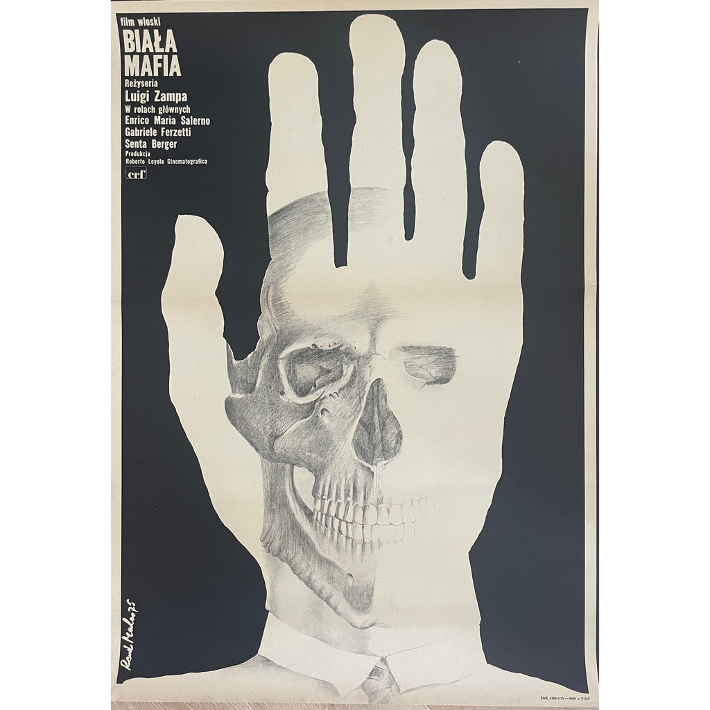 Rare poster designed by Rene Mulas for Italian film directed by Luigi Zampa, 1975
