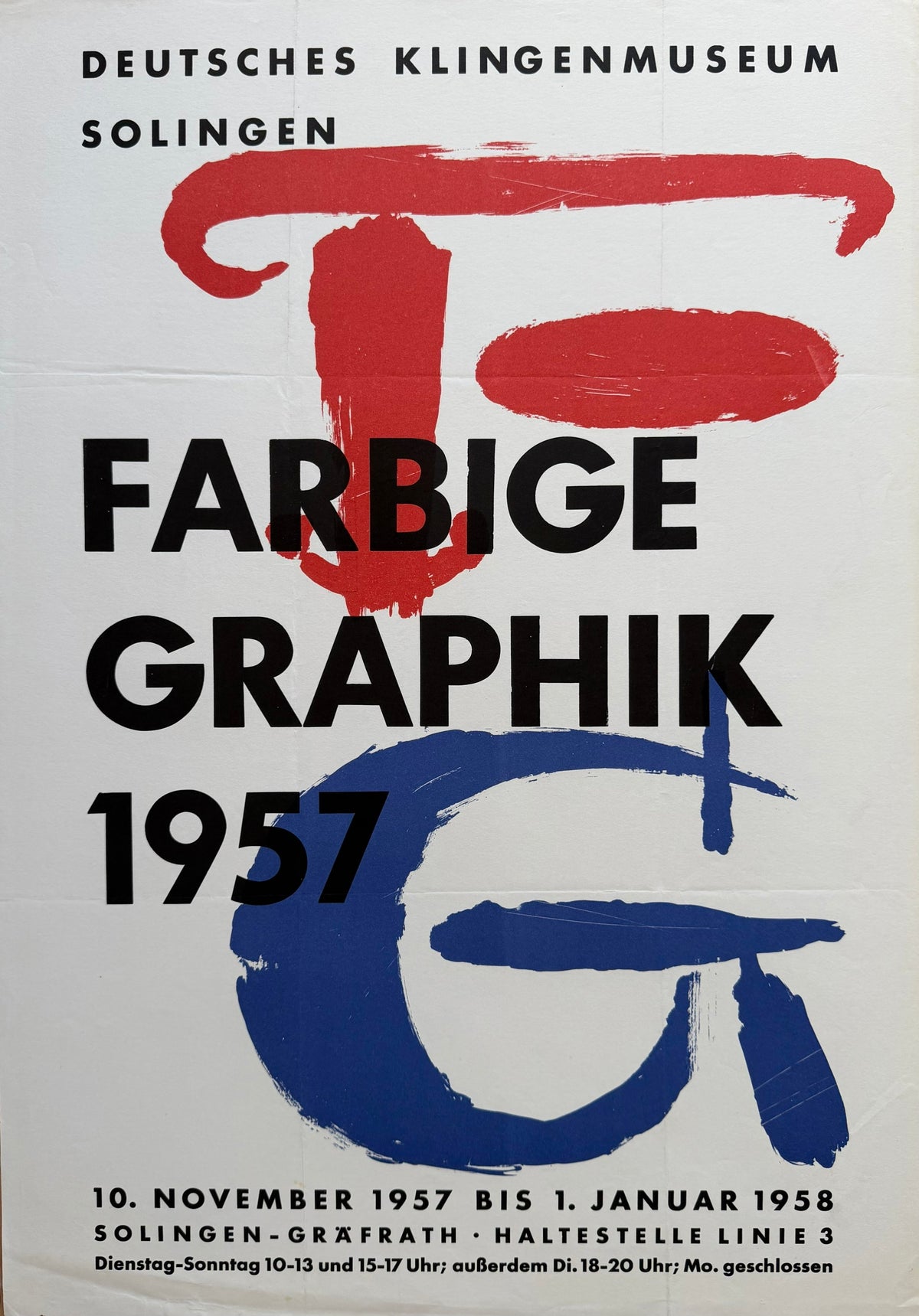 Anonymous, Farbige Graphik, 1957, Deutsches Klingenmuseum Solingen, 1957, Vintage Exhibition Poster,