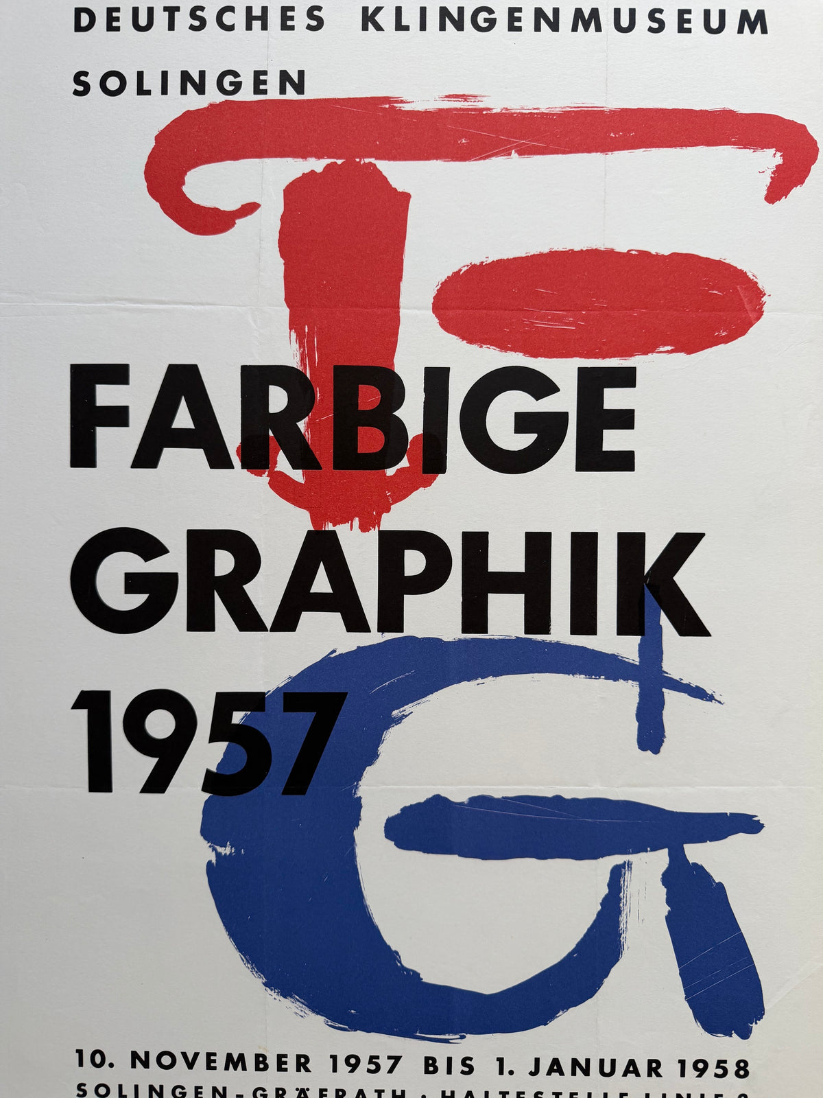 Anonymous, Farbige Graphik, 1957, Deutsches Klingenmuseum Solingen, 1957, Vintage Exhibition Poster,