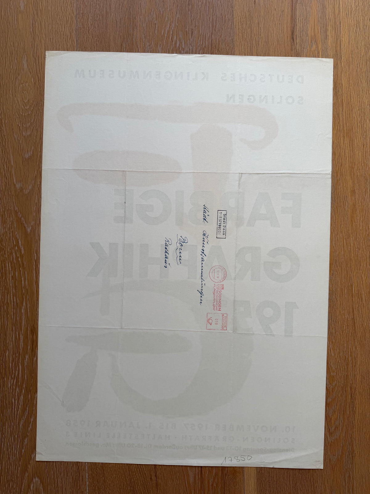 Anonymous, Farbige Graphik, 1957, Deutsches Klingenmuseum Solingen, 1957, Vintage Exhibition Poster,