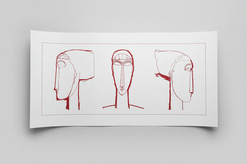 Amedeo Modigliani – Têtes (Red), Silkscreen Poster