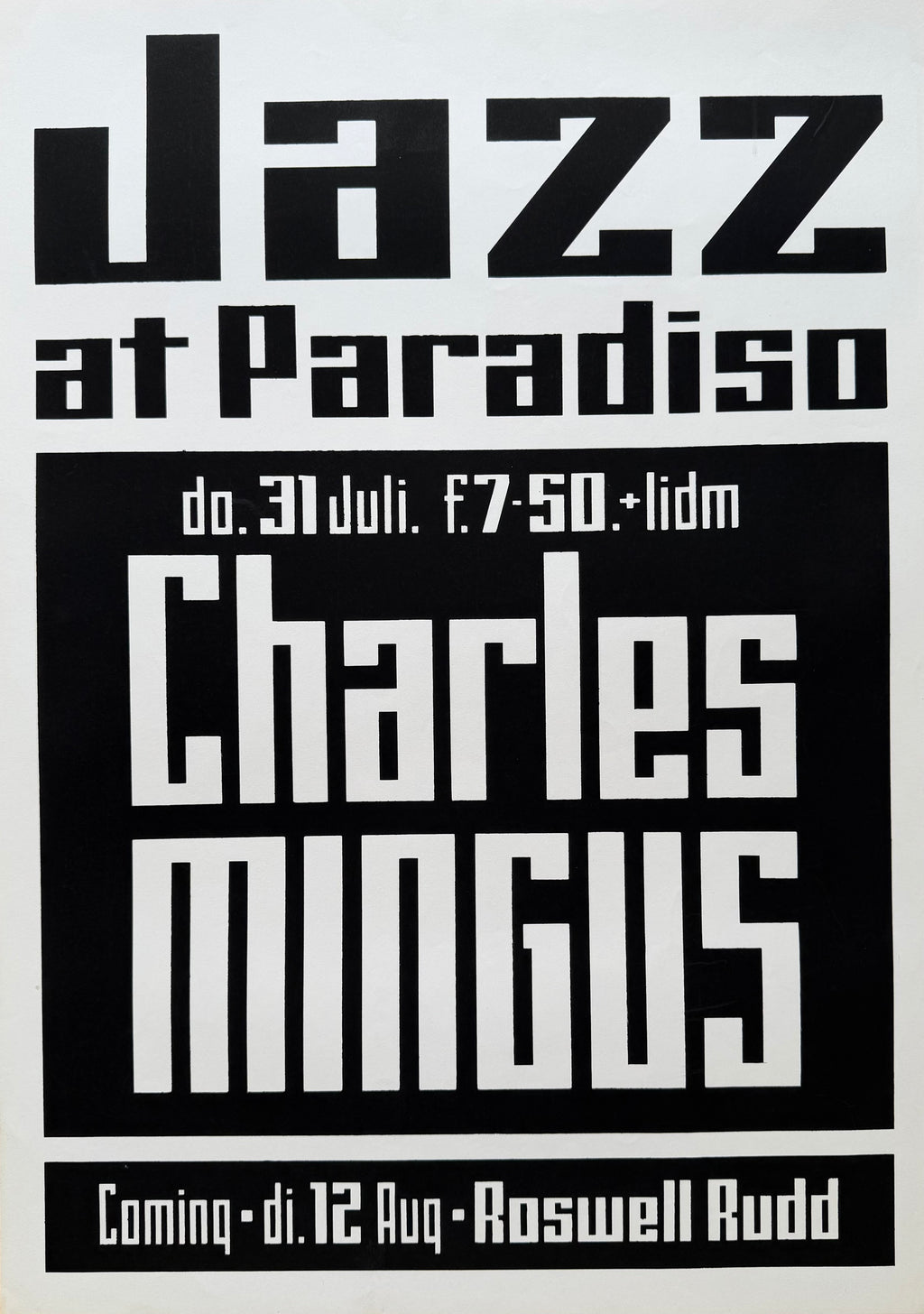 Jazz at Paradiso, July 1975, Charles Mingus, Vintage Print