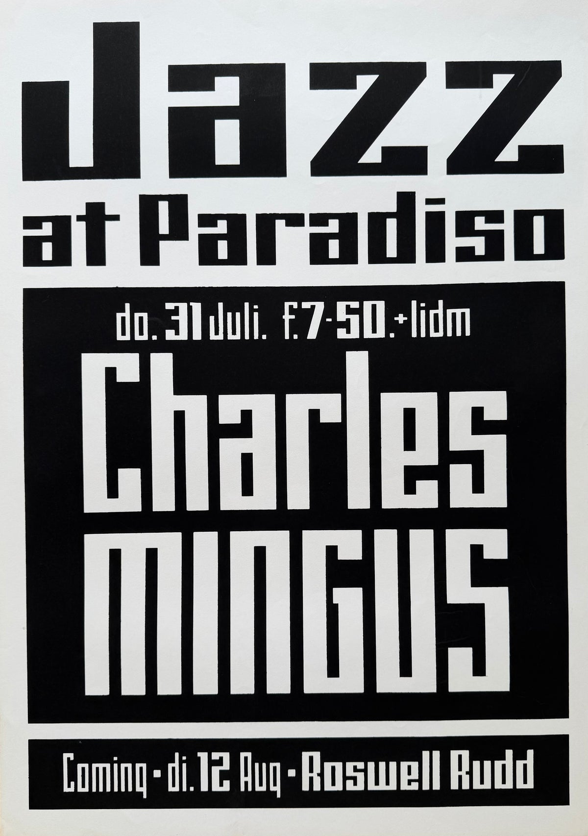 Jazz at Paradiso, July 1975, Charles Mingus, Vintage Print