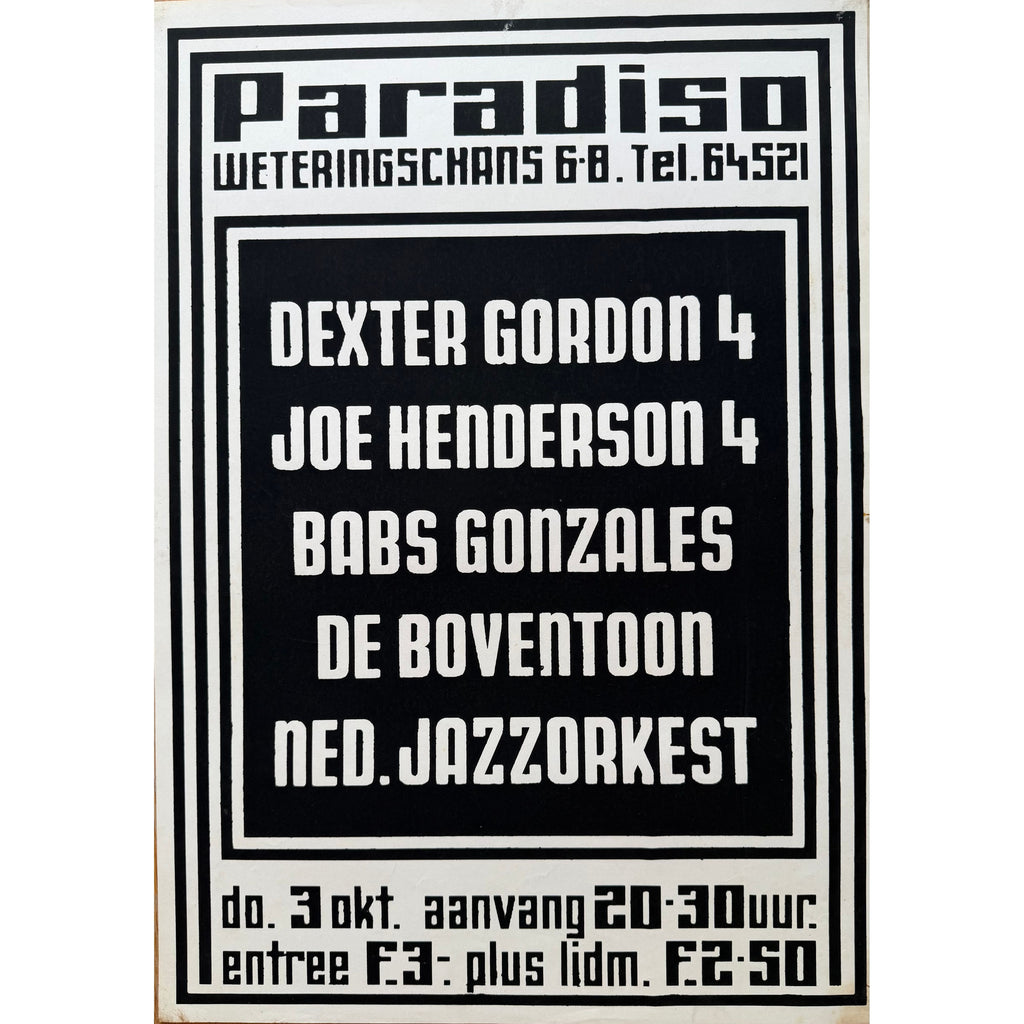 Paradiso Jazz Concert Poster, 1974, Martin Kaye, Screenprint, Vintage