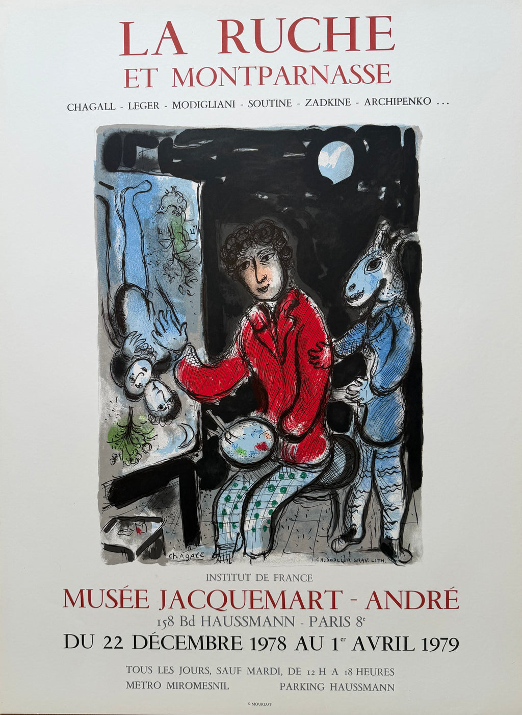 Marc Chagall (1887–1985), La Ruche et Montparnasse Exhibition Poster (1979, Musée Jacquemart-André)