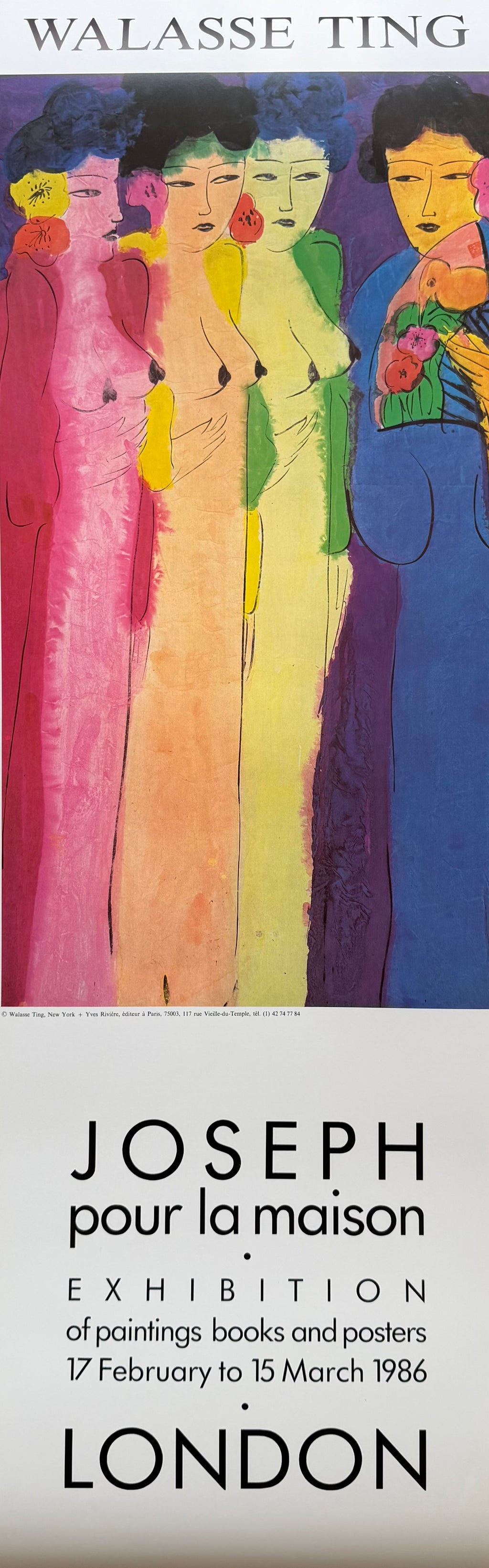 Walasse Ting (1929–2010), Joseph pour la maison, London Exhibition Poster, 1986