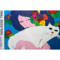 Walasse Ting (1929–2010), Girl with a Cat Galerie Asbæk, Copenhagen, 1987